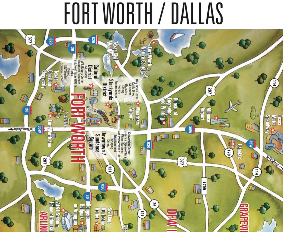 Dallas haritası Fort Worth area