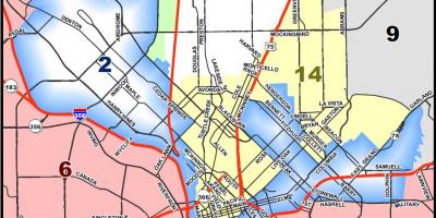 Dallas şehir Konseyi bölge haritası
